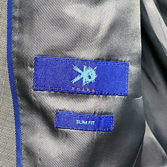 Egara Mens 100% Wool Slim Fit Blazer Jacket Gray Size 48R - Picture 4 of 9